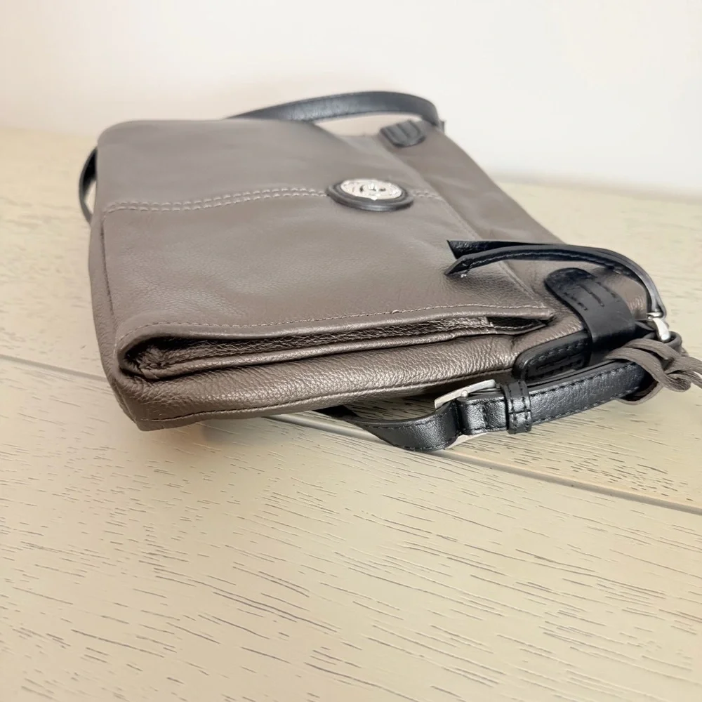 NWT Brighton Brown Taupe Brown Sullivan Expandable Crossbody Bag Purse Leather - Picture 7 of 8